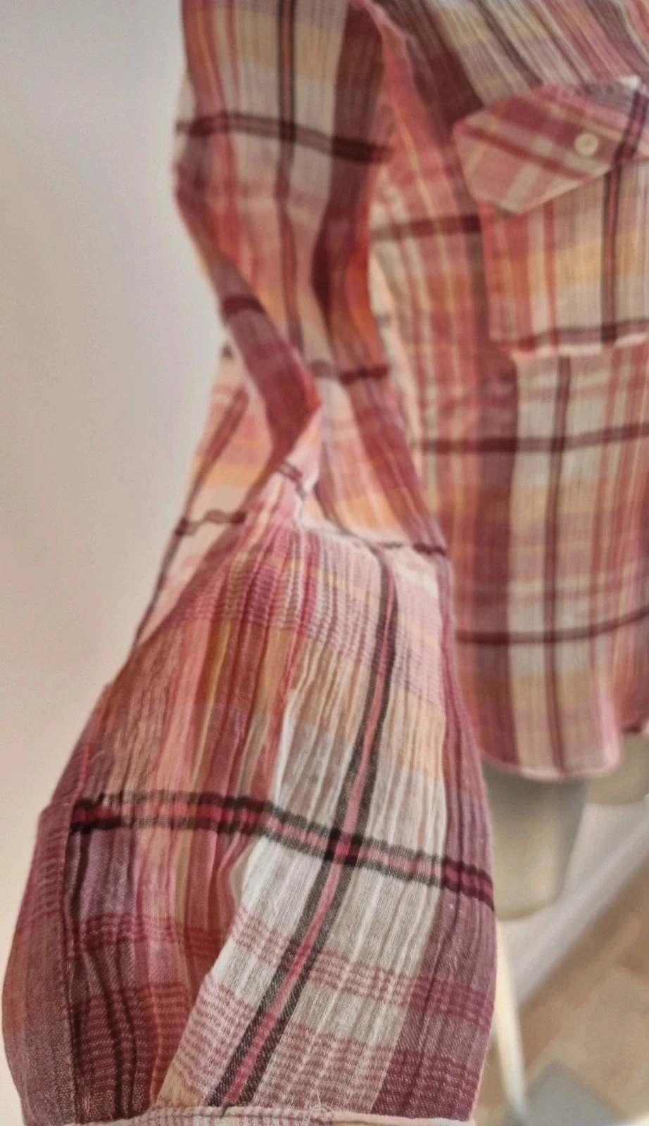 Chemise Mango à carreaux rouge/beige T36 – neuve avec étiquette (modèle rare) – photo 6